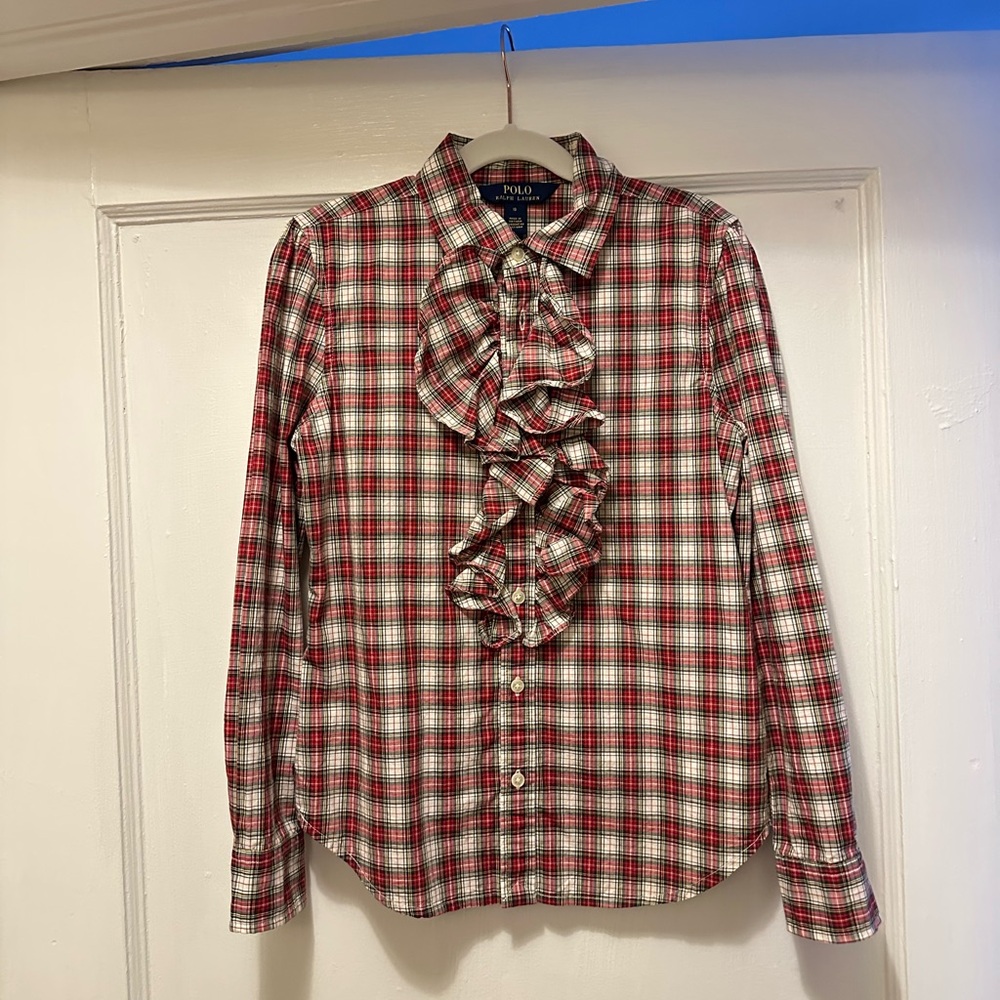 Polo by Ralph Lauren Girl’s Red and White Plaid Shirt
